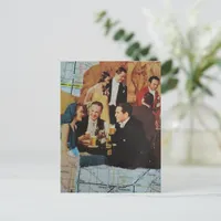 Retro Party Mixed Media Collage Postcard