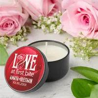 Gothic Red Rose Love at First Bite Wedding Mini Candle Favors