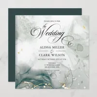 Modern Chic Black & White Watercolour Wedding Invitation