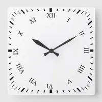 Black Roman Numbers Clock Face Square Clock