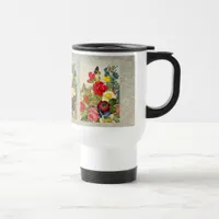 Vintage Flower Bouquet with Butterflies Travel Mug