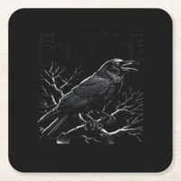 Crow, F-Caw-F Funny Bird Minimal Clean Square Paper Coaster