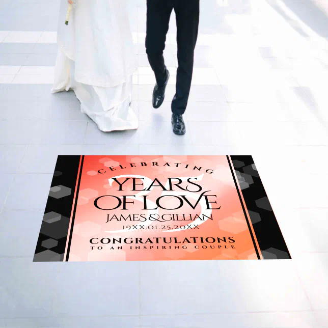 Elegant 35th Coral Wedding Anniversary Celebration Floor Decals