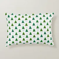 Christmas tree forest, snowflakes and red blue dot accent pillow