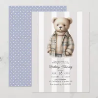 Classic Preppy Teddy Bear Birthday Party Invitation