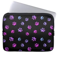 Purple Pink Blue Paw Prints Pattern Laptop Sleeve