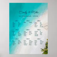 Tropical Beach Wedding Monogram Seating Chart