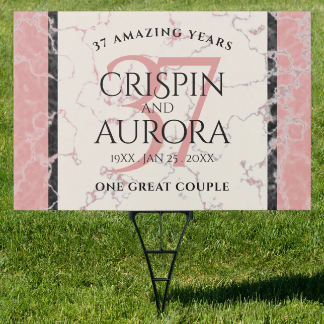 Elegant 37th Alabaster Wedding Anniversary Sign