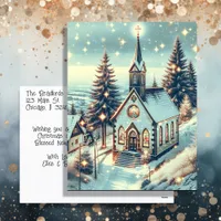 Pretty Church on a Winter Day Christmas Holiday Postcard