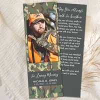Memorial Camo Custom Photo Prayer Card Funeral Bookmarks