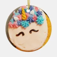 Unicorn Cupcake Christmas Ceramic Ornament