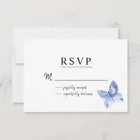 Simple Blue Butterfly Watercolor Pattern RSVP Card