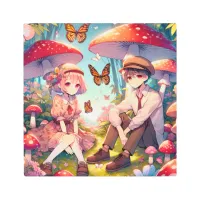 Whimsical Romantic Anime Couple  Metal Print