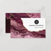 Burgundy and Gold Geode Agate Stone Business Card