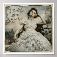 Vintage Woman in a Fork Dress Funny Quote Poster