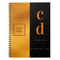 Logo black gold monogram business modern luxury notebook