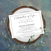 Celebration Of  Life Black Border Funeral Luncheon Invitation