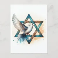 Star of David and Peace Dove Postcard