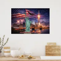 4th of July USA 250th Statue of Liberty Rocket Poster