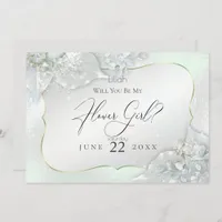 Will You Be My Flower Girl Honeydew Shimmer Invitation