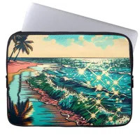 Beautiful Comic Pop Art Style Beach Scene Laptop Sleeve