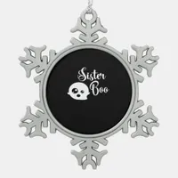 Sister Boo Halloween Classic Look Snowflake Pewter Christmas Ornament