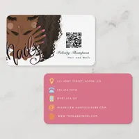 African American Manicurist Beauty QR Code Business Card