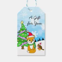 A Gift for you Woodland Fox and Bluebird on Snowy Gift Tags