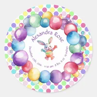 Cute Colorful Watercolor Bunny and Polka Dots Classic Round Sticker