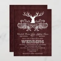 Budget Burgundy Stag Wedding Invitation