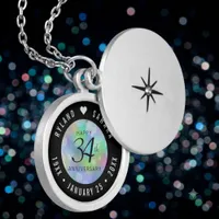 Elegant 34th Opal Wedding Anniversary Celebration Locket Necklace