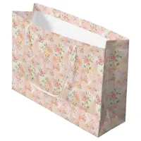 Abstract Watercolor Small Peach Pink Flowers Large Gift Bag