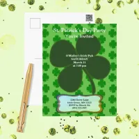 St. Patrick's Day Party Four Leaf Clover & Pattern Postcard