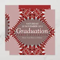 Fractal Pink Red Curtain Graduation Invitation