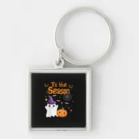 Tis Season Pumpkin Retro Groovy Vintage Halloween Keychain