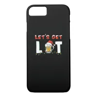 Let's Get Lit Drinking Beer Santa Hat Christmas Li iPhone 8/7 Case