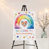 Watercolor Rainbow Birthday Welcome Foam Board
