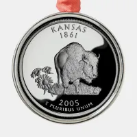 Faux Kansas State Quarter Metal Ornament