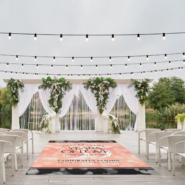 Elegant 35th Coral Wedding Anniversary Celebration Outdoor Rug