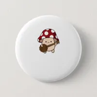 Cottagecore Aesthetic Cute Mushroom Playing Banjo  Button