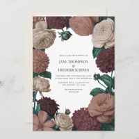 Mocha Plum, Berry Clay & Silk Taupe Wedding Invitation