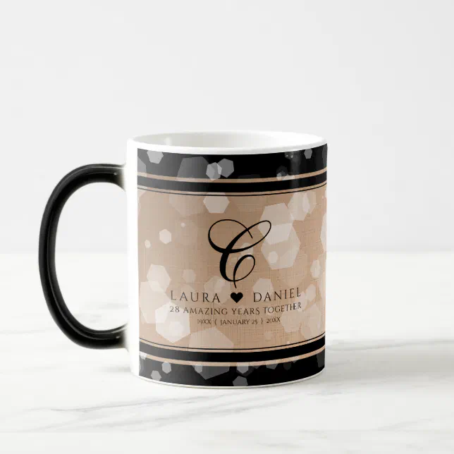 Elegant 28th Linen Wedding Anniversary Celebration Magic Mug