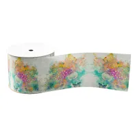 Watercolor Vintage Pastel Butterflies and Rose Grosgrain Ribbon