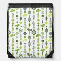 Shamrock Clover Minimal Modern Pattern White Drawstring Bag