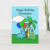 Personalized Dinosaur themed Birthday Card