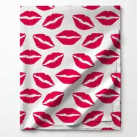 Red Lipstick Kisses Pattern Fabric