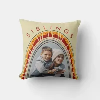 Arch Siblings Patterns Red Mustard Neutral Photo Throw Pillow