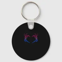 Skeleton Heart Bisexual Lgbt-Q Pride Skull Hand Keychain