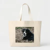 Bernese Mountain Dog in Autumn Large Tote Bag