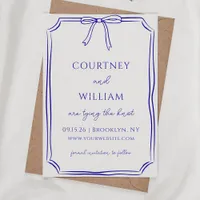 Elegant "Tying the Knot" Hand-Drawn Bow Navy Blue  Save The Date